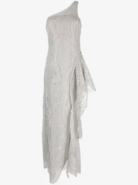 SIMKHAI embroidered one-shoulder gown
