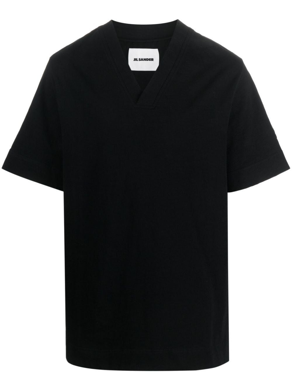 Jil Sander V-neck Cotton T-shirt In Black