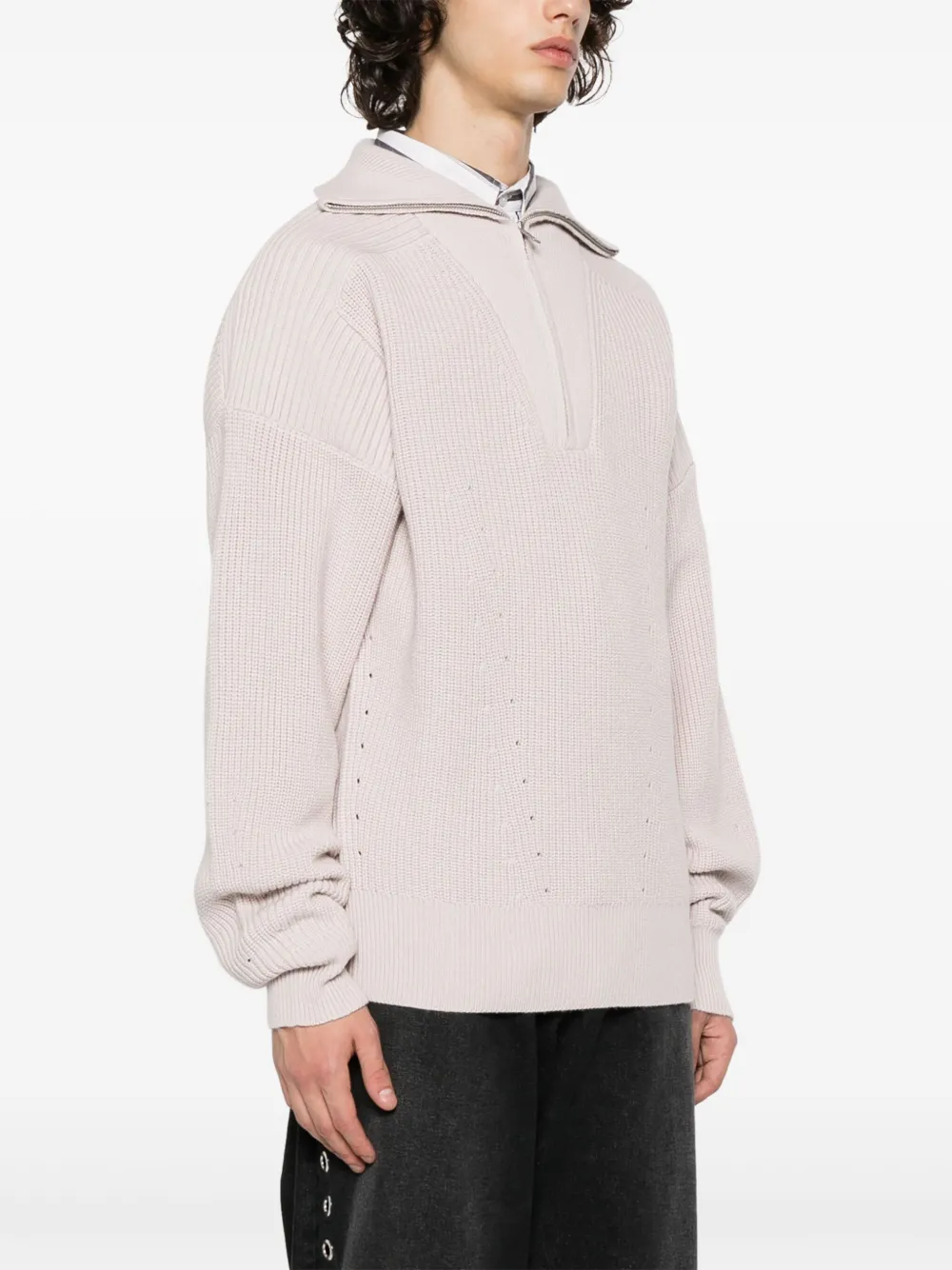 Shop Marant Zip-up Merino Wool Jumper In Neutrals