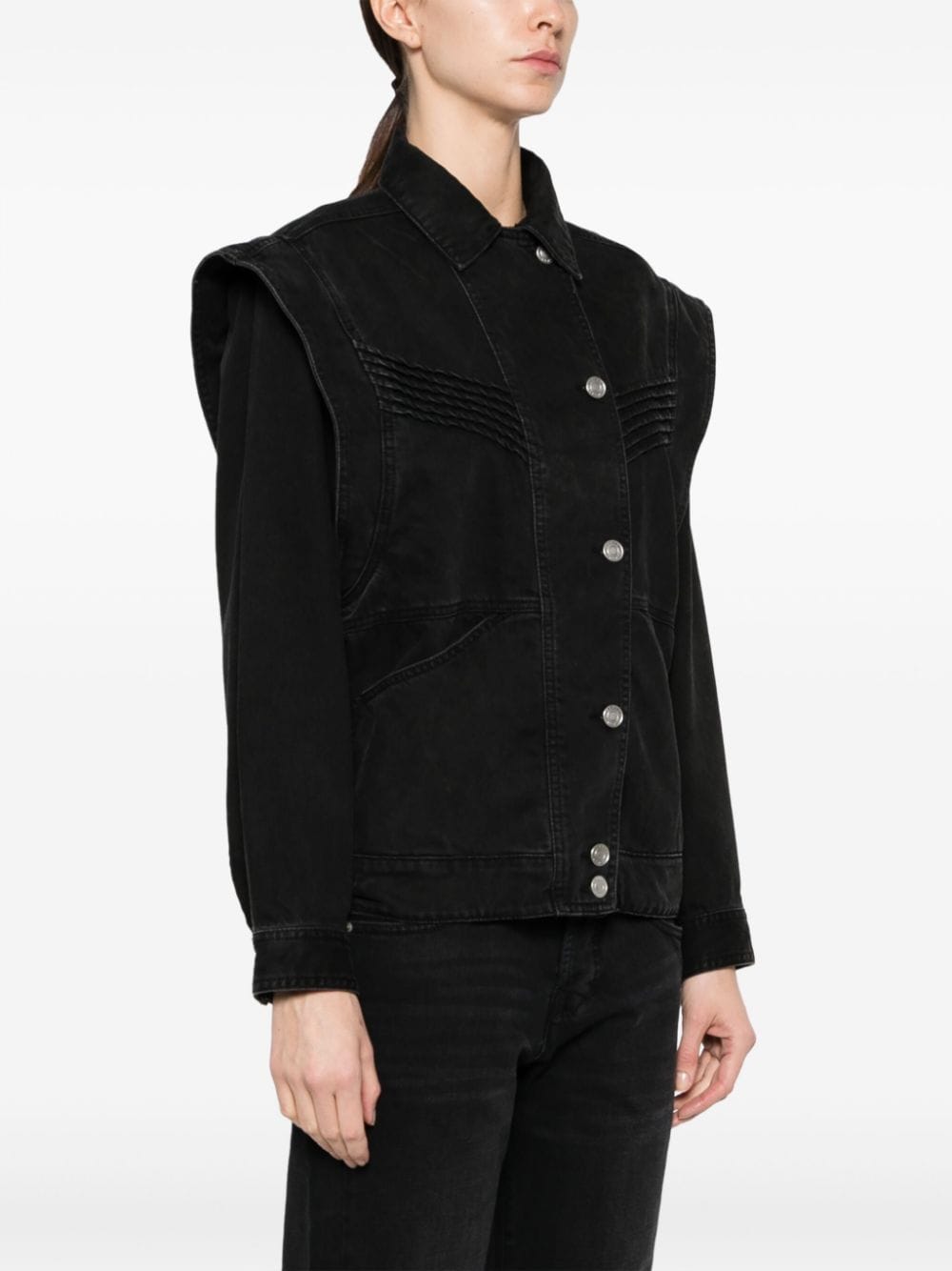 Shop Isabel Marant Harmon Denim Jacket In Black
