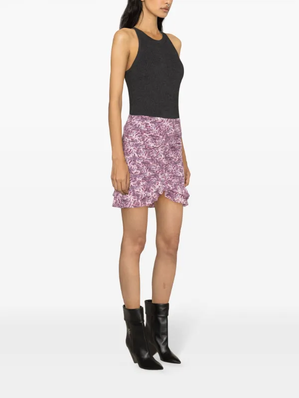 【関税込み】ISABEL MARANT MILENDI' SKIRT ISABEL MARANT Milendi ruffled ruched printed silk-blend