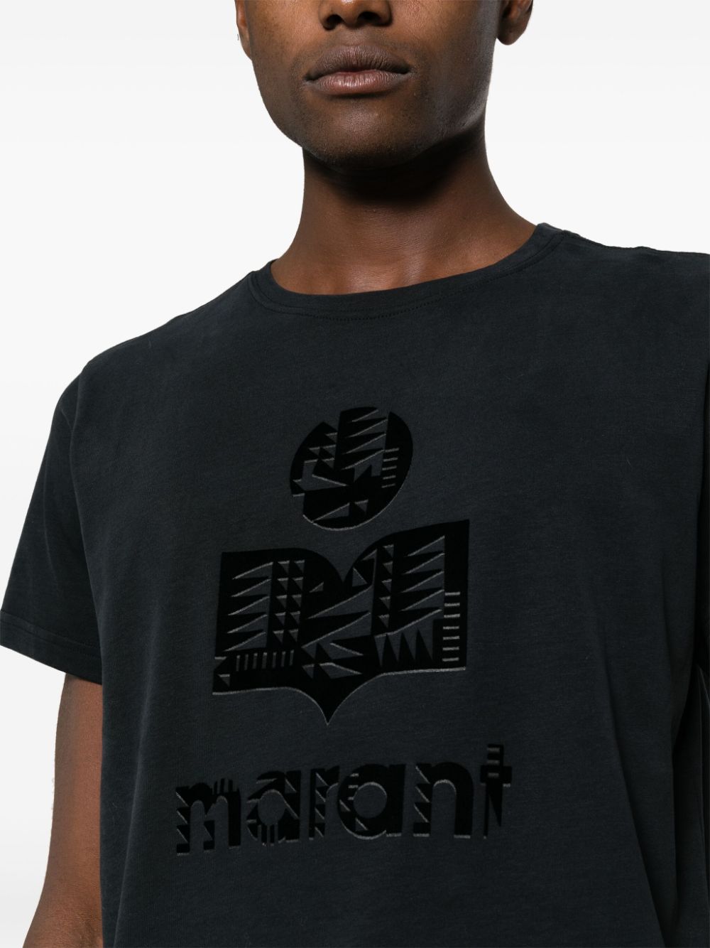 Shop Marant Zafferh Logo-embossed Organic Cotton T-shirt In Black