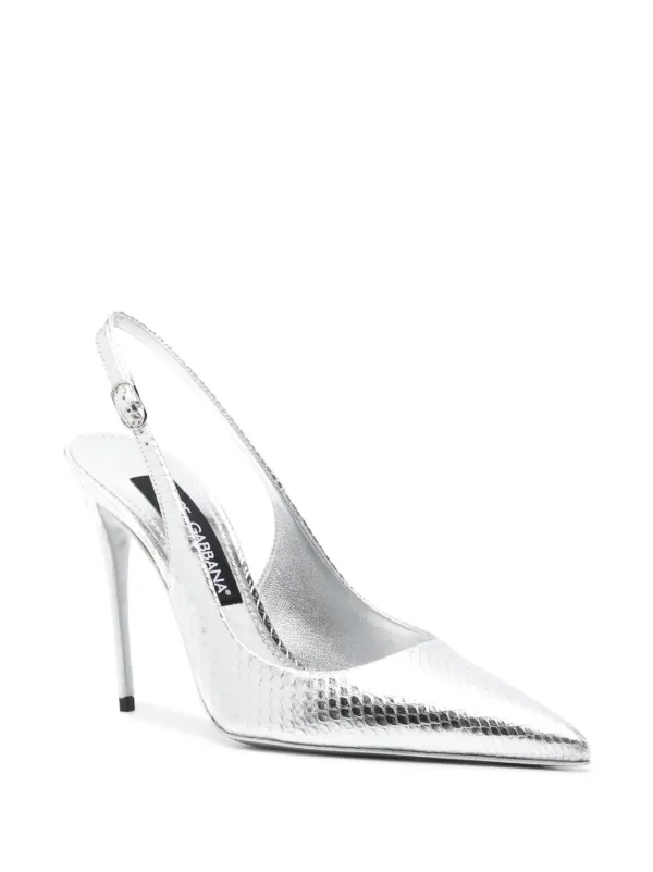 Dolce & Gabbana Metallic Snakeskin Pumps | Silver | FARFETCH