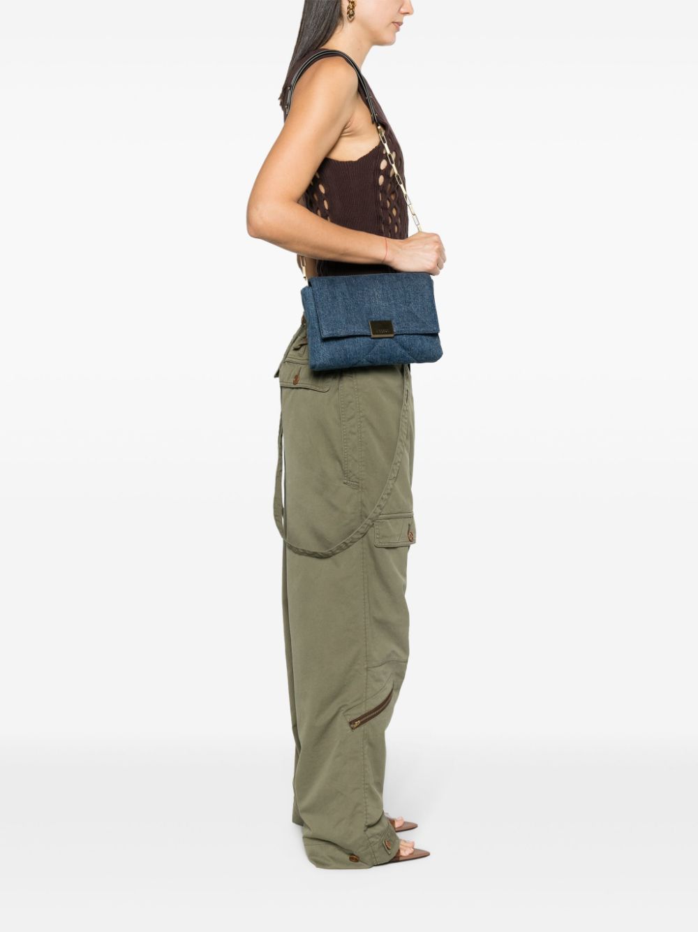 Shop Isabel Marant Merine Puffy Denim Tote Bag In Blue