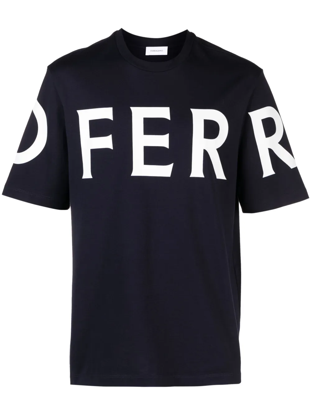 Ferragamo Graphic Logo Crewneck T-shirt In Blue