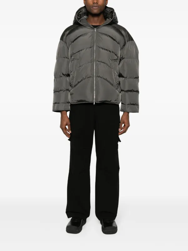 UNUSED　Padded jacket Prada Black Quilted Shoulder Down Zip Hooded Jacket Coat