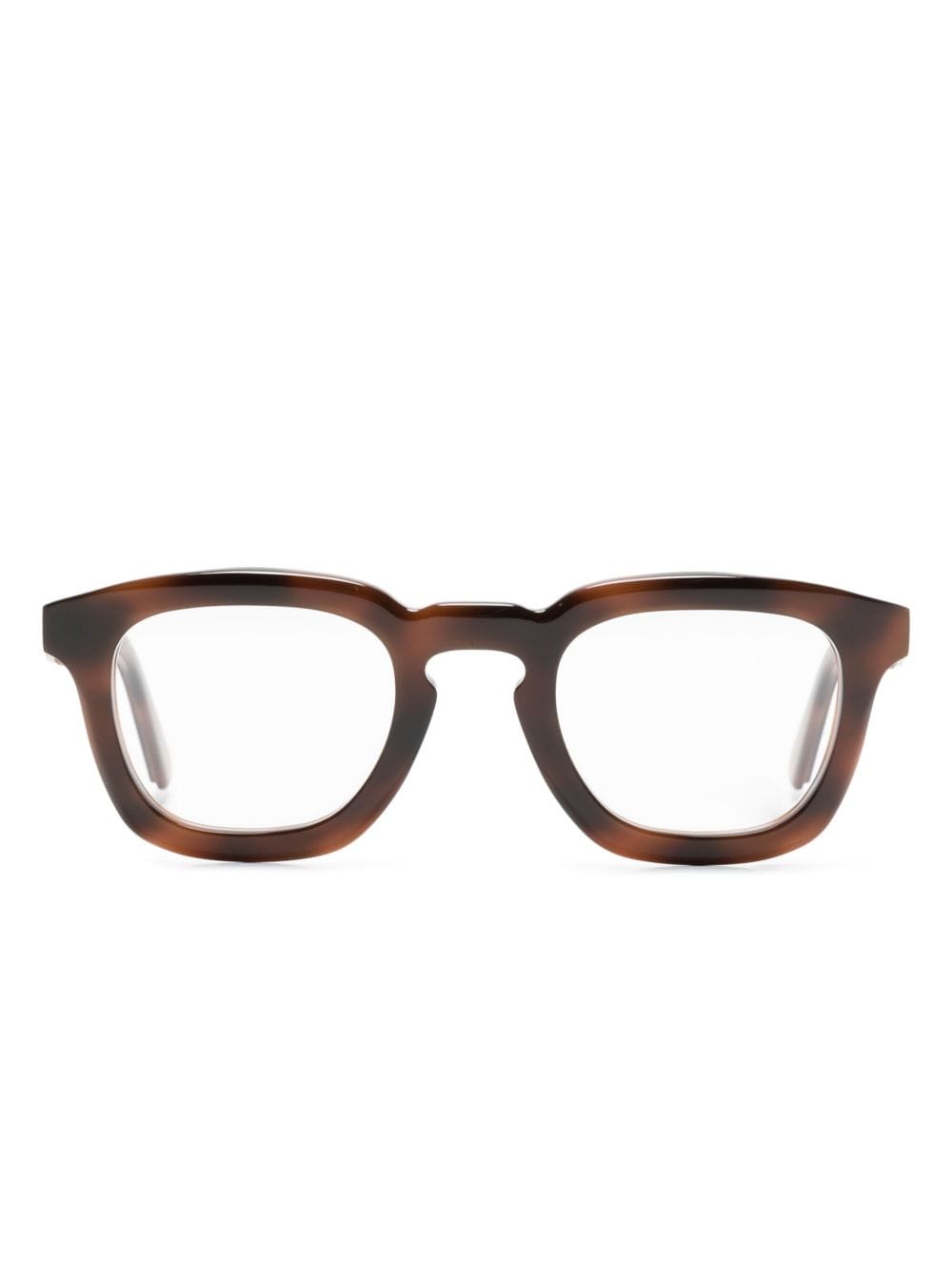 Moncler Tortoiseshell Rectangle-frame Glasses In 褐色
