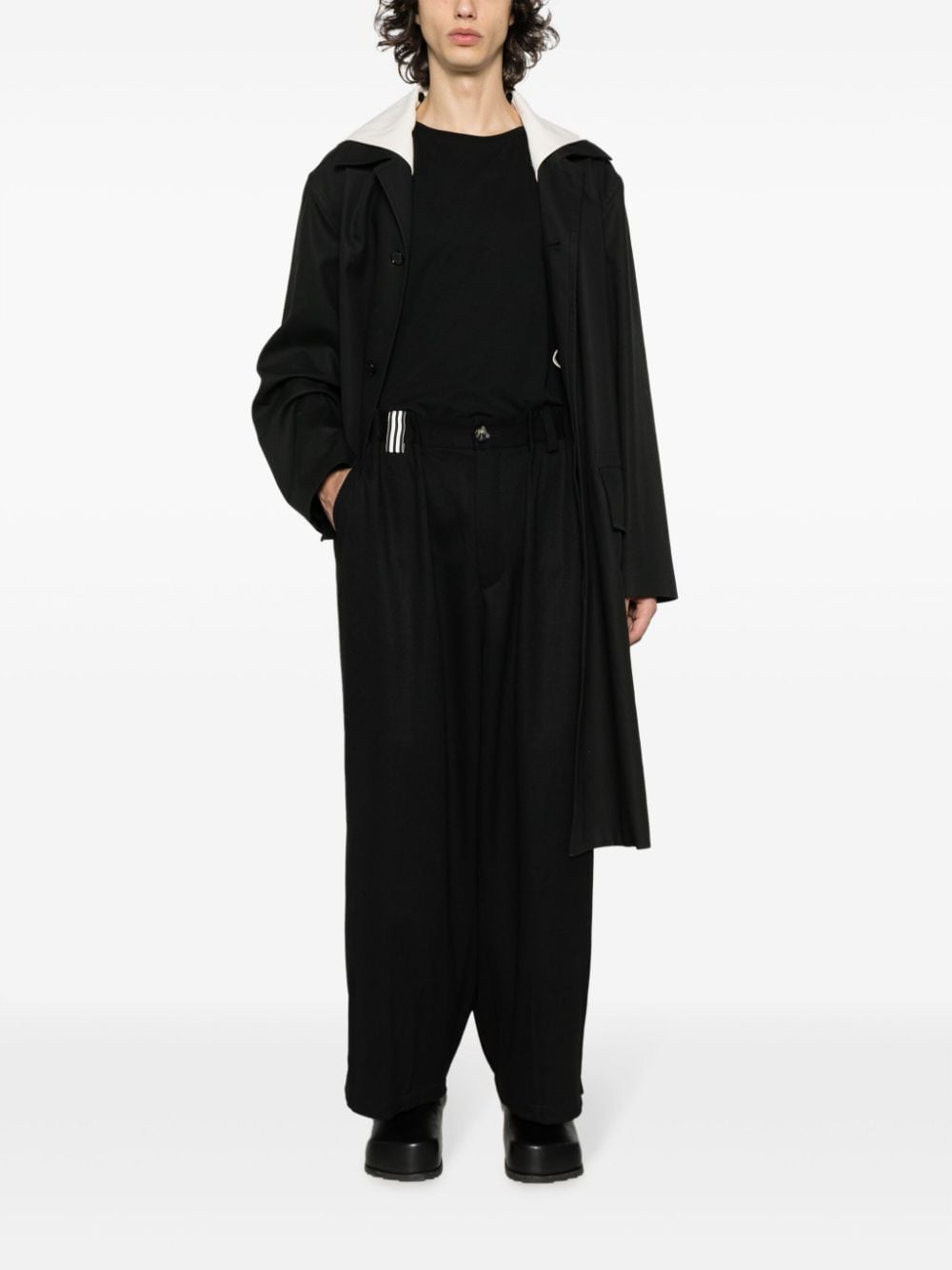 marina yee pleated wide-leg wool trousers - Zwart