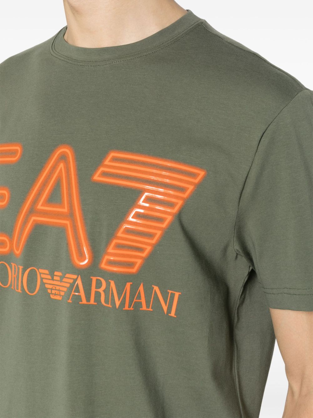 Ea7 Emporio Armani T-shirt met logoprint van katoenblend Groen