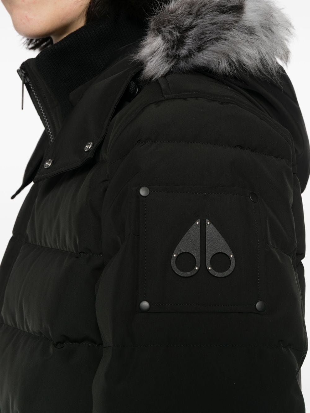 Shop Moose Knuckles Scotchtown Shearling-trim Padded Jacket In Black