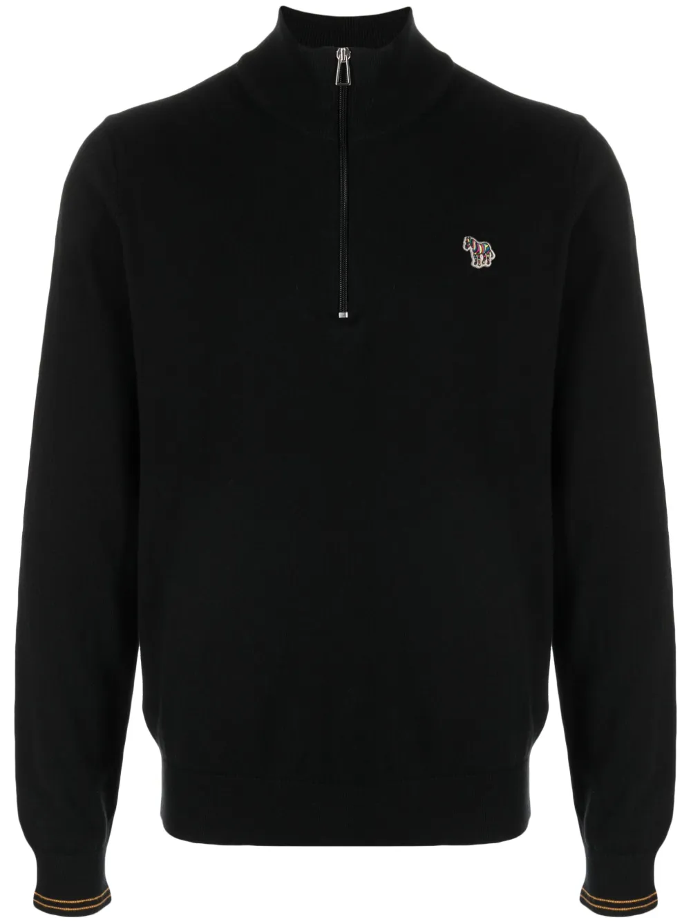 Ps By Paul Smith Logo-patch Zip-up Jumper In Black