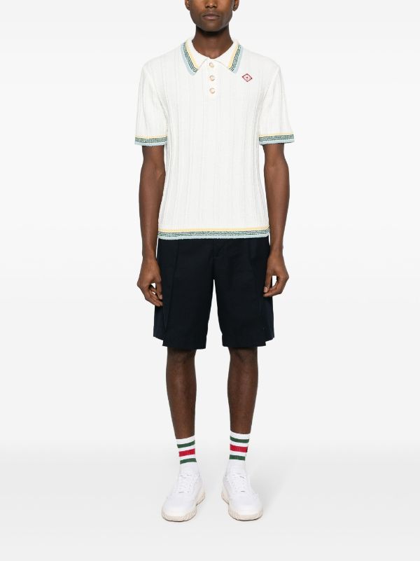 Ribbed Polo Shirt and Shorts Set