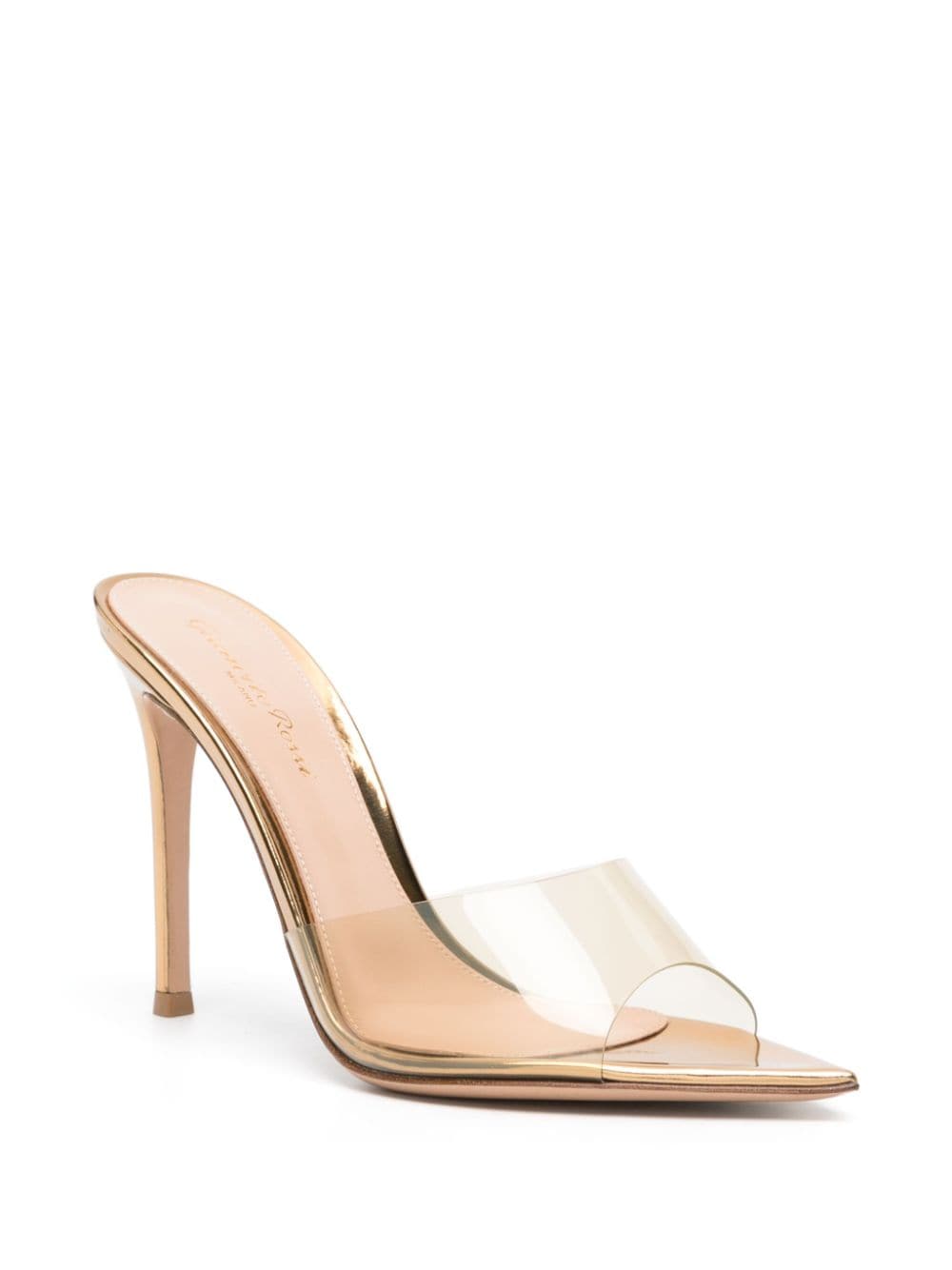 Shop Gianvito Rossi Elle 105mm Metallic Mules In Gold