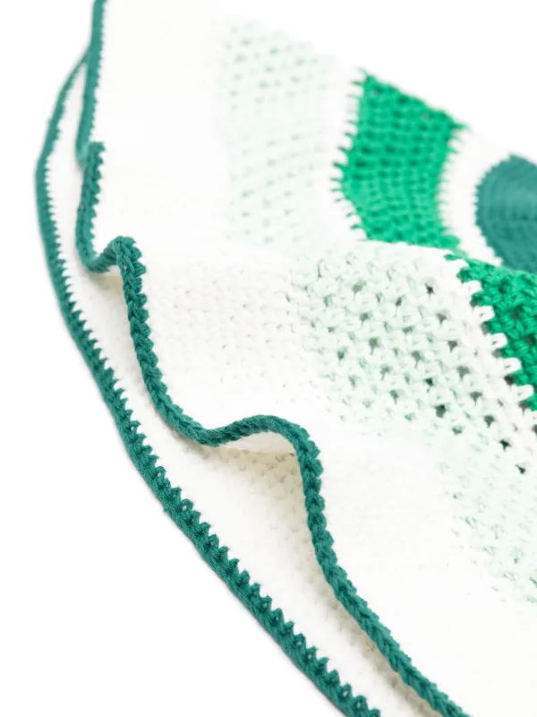 Casablanca Striped Crochet Bucket Hat | Green | FARFETCH