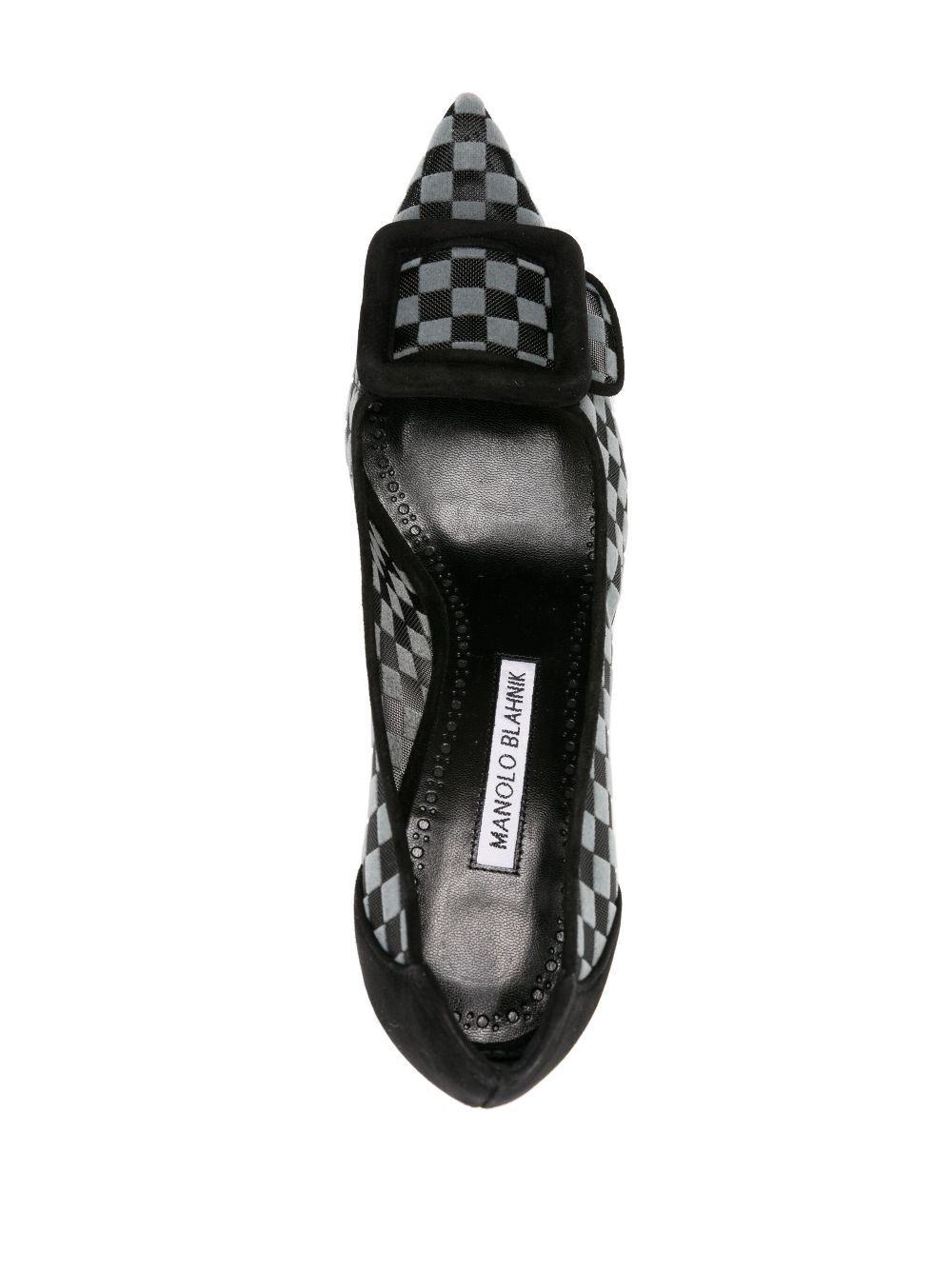 Shop Manolo Blahnik Maysale 70mm Checkerboard Pumps In Black