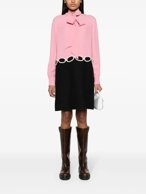 chinese dress ladies Valentino // Black & White Round Collar Dress – VSP Consignment main image 0