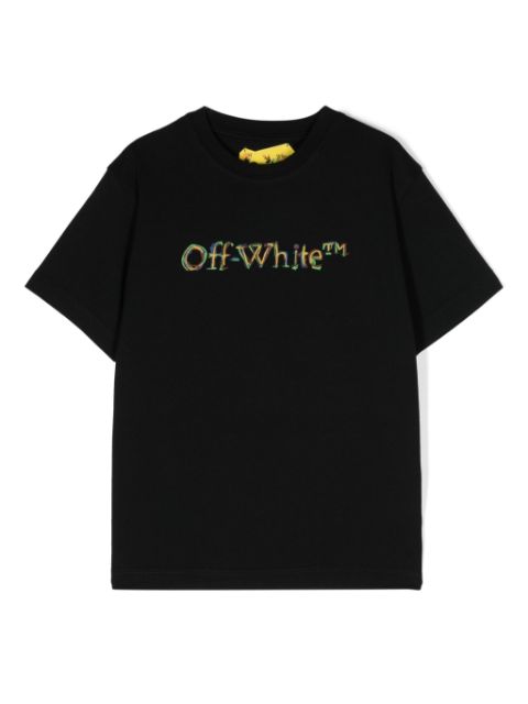 Off-White Kids logo印花圆领T恤