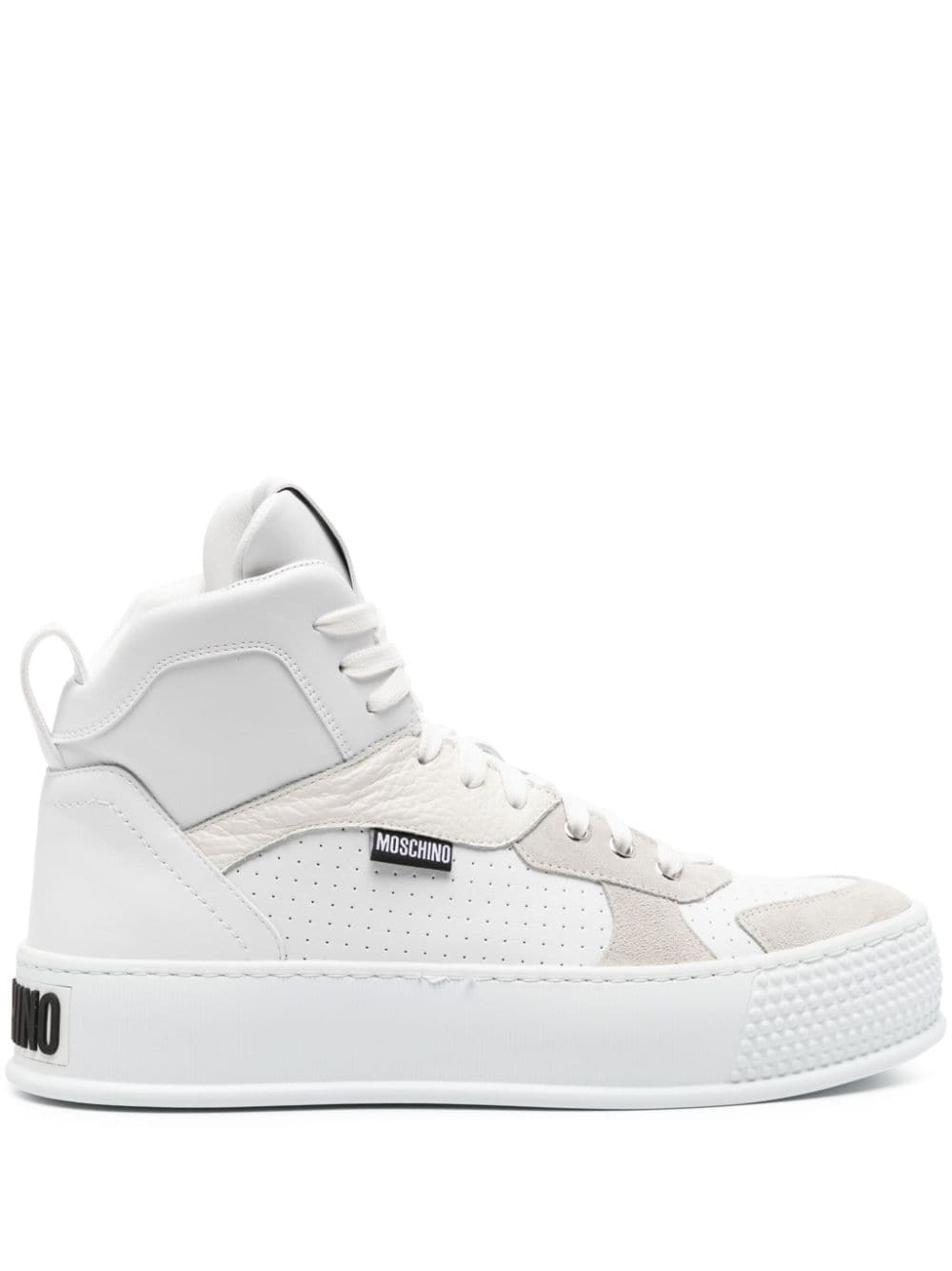 Moschino Bumps & Stripes High-top Sneakers In White