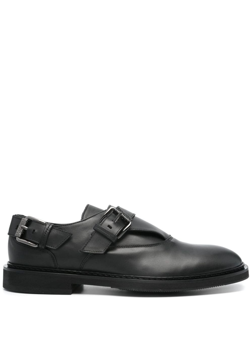 Micro buckled leather monk shoes