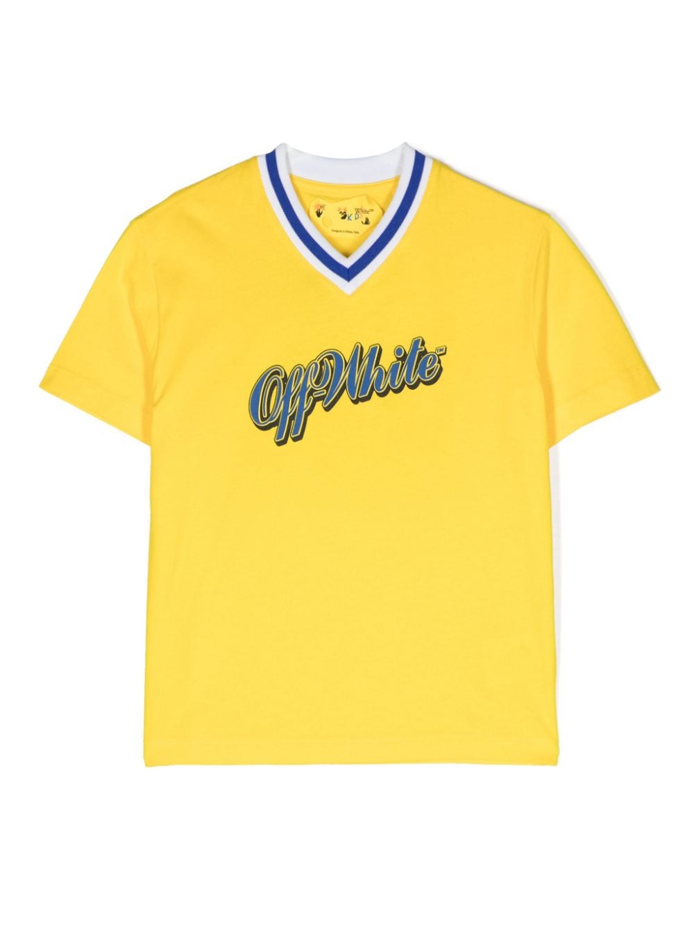 Off-white Kids' Logo-print Cotton T-shirt In Yellow