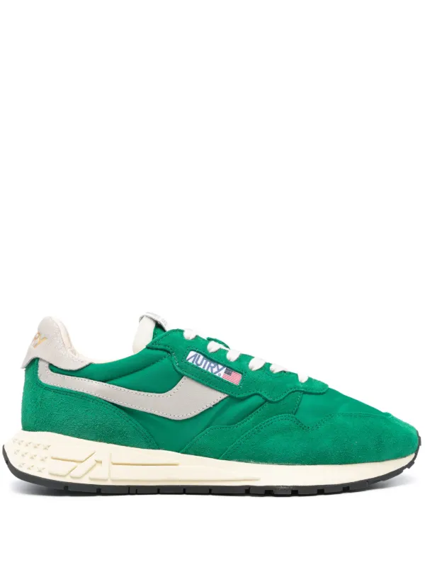 Autry Reelwind Low Sneakers In Sand Suede And Reflective Nylon
