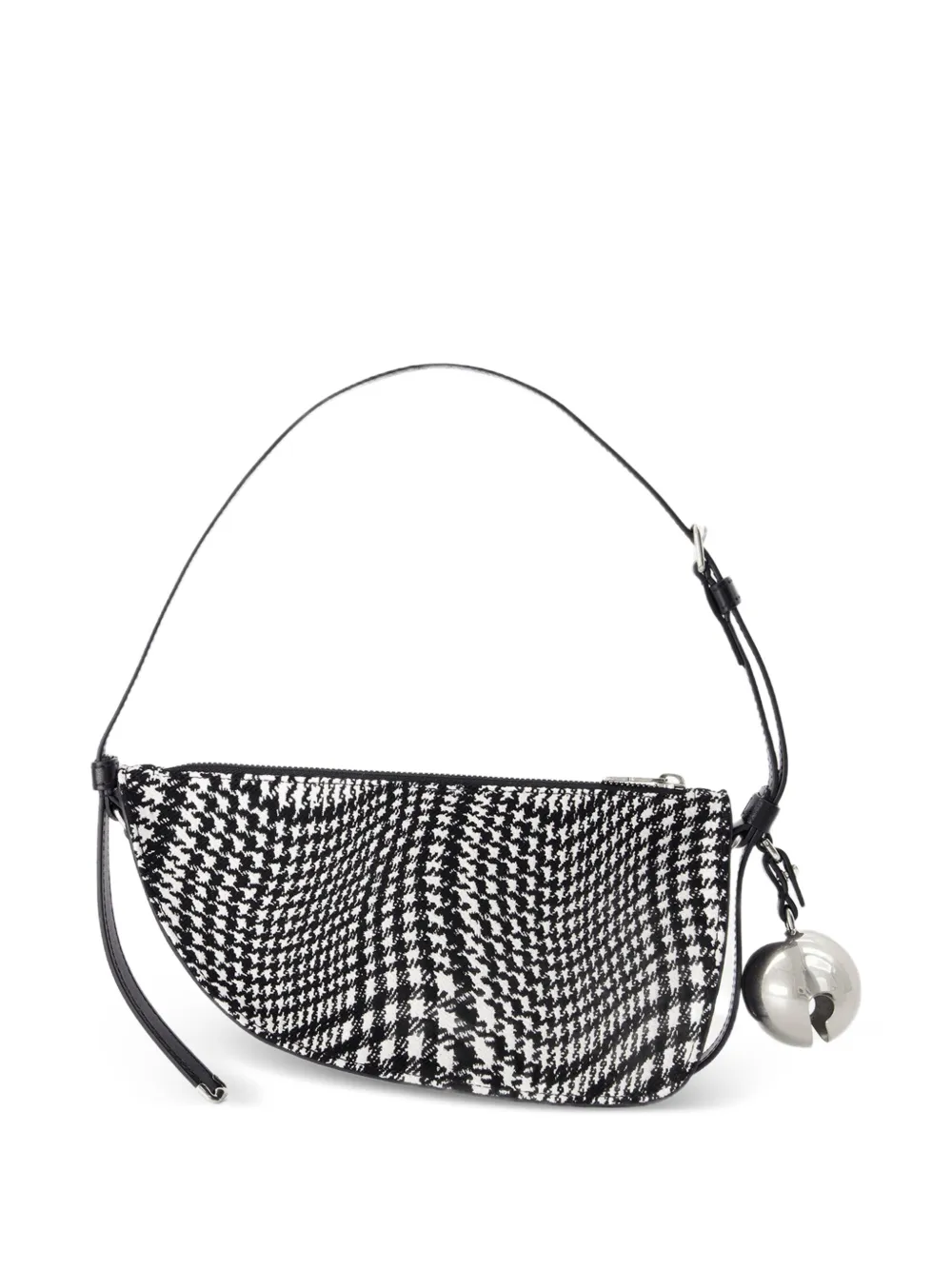 Burberry Shield halvemaanvormige mini-tas met pied-de-poule print Zwart