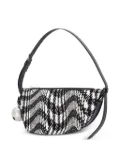 Burberry Mini Shield houndstooth-pattern half-moon bag - Black