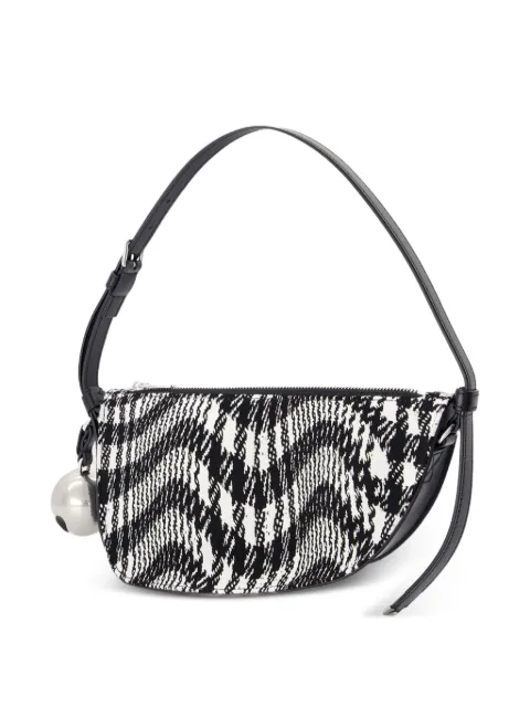 Burberry Mini Shield houndstooth-pattern half-moon bag