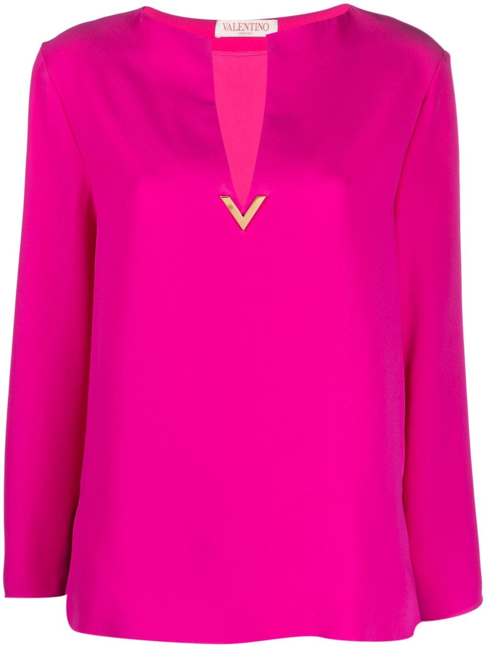 Pre-owned Valentino Cady Couture Silk Blouse In Pink