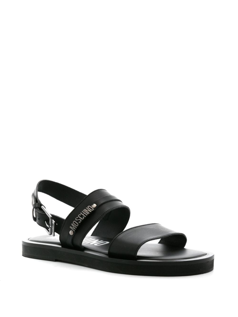 Shop Moschino Logo-appliqué Sandals In Black