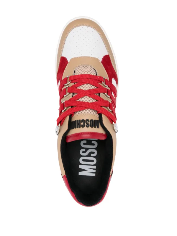 Moschino logo tape Leather Sneakers White FARFETCH AE