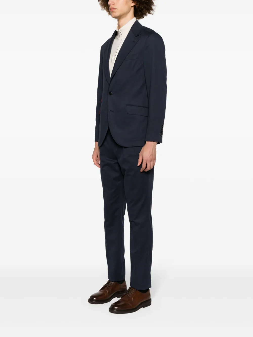 Brunello Cucinelli Two-piece Cotton-cashmere Suit In Blue