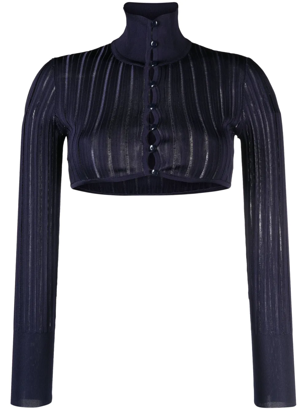Alaïa ribbed mesh cropped cardigan | Blue | Image 1