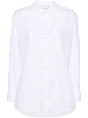 Alexander McQueen Ruffled Cotton Shirt | White | FARFETCH