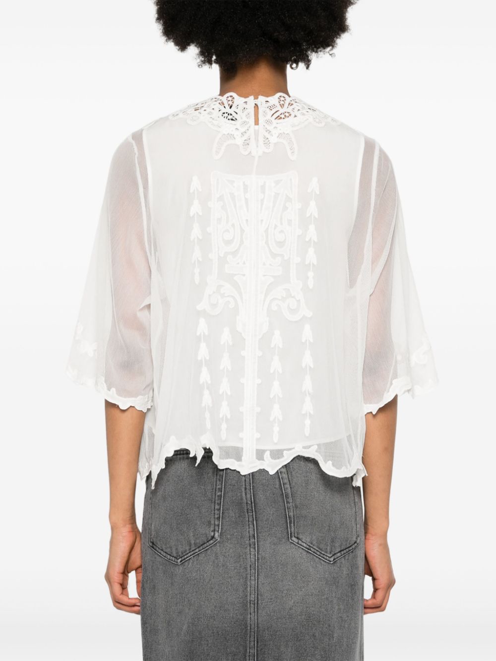 Shop Isabel Marant Vera Lace-detail Top In Gelb