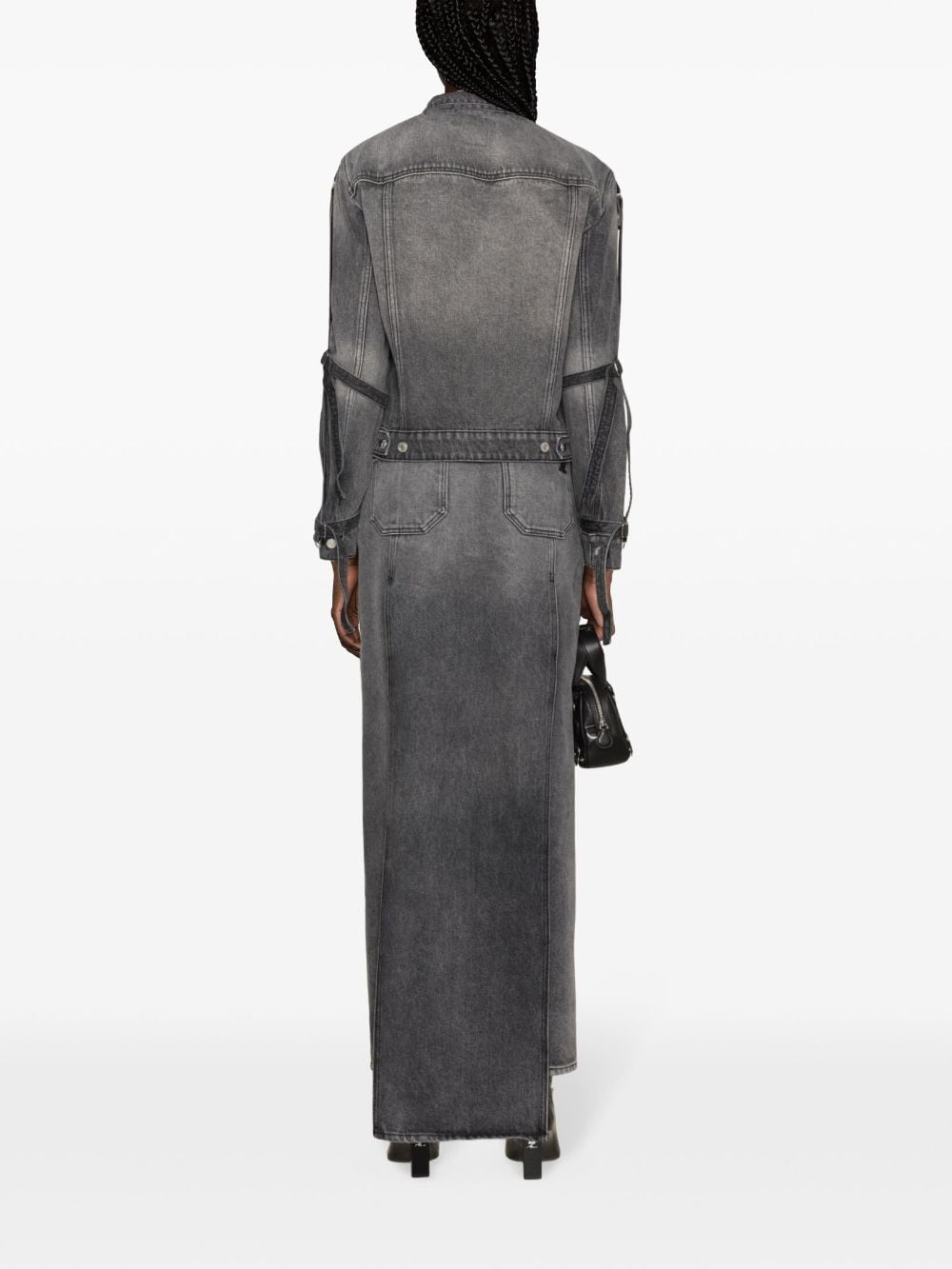 Shop Courrèges Strap-embellished Denim Jacket In Grey