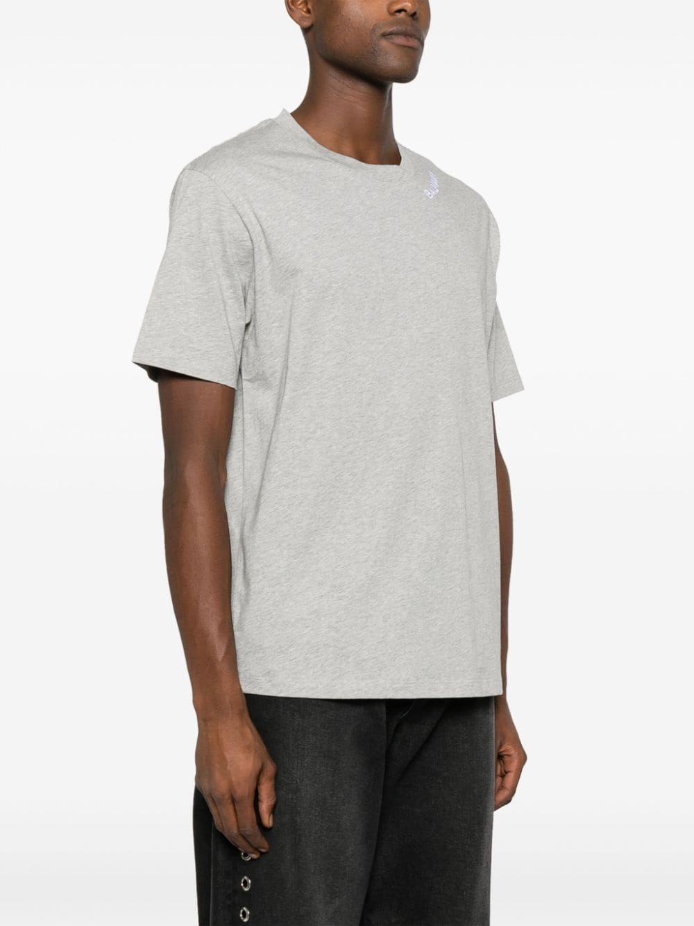 Shop Balmain Logo-embroidered Cotton T-shirt In Grey