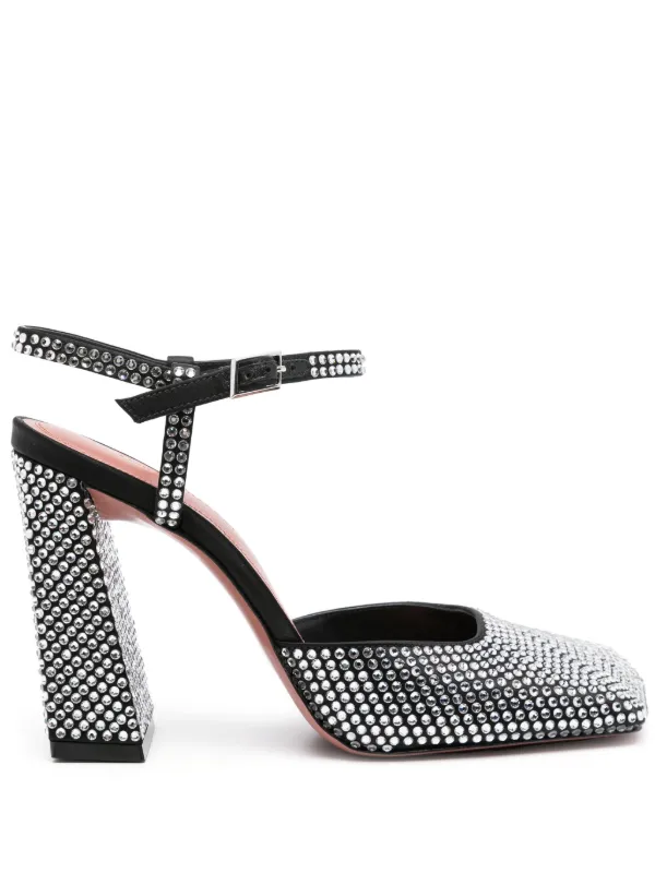 Amina Muaddi Charlotte Crystal-embellished Pumps in Black