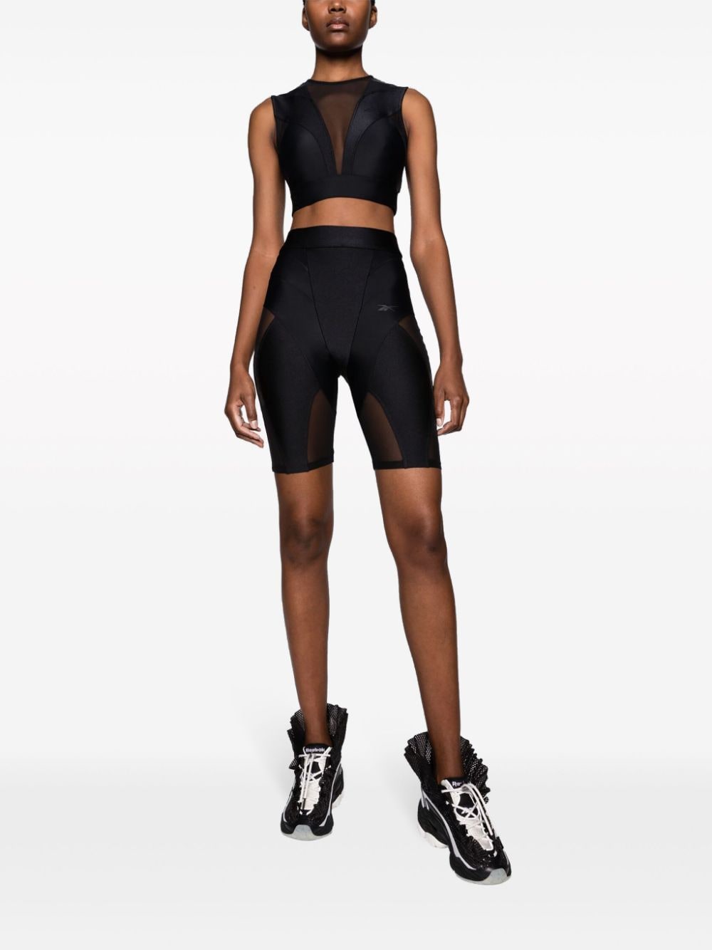 Shop Reebok Ltd Butterfly Semi-sheer Shorts In Black