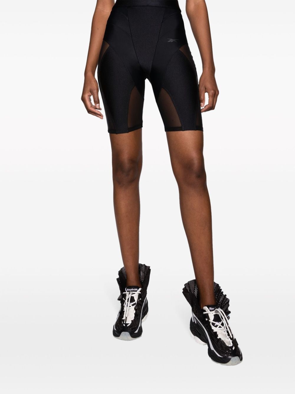 Shop Reebok Ltd Butterfly Semi-sheer Shorts In Black