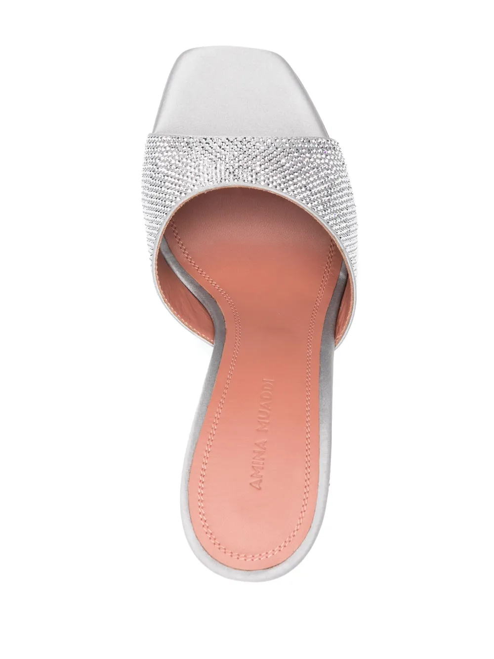 Shop Amina Muaddi Lupita Crystal-embellished Wedge Mules In Silber