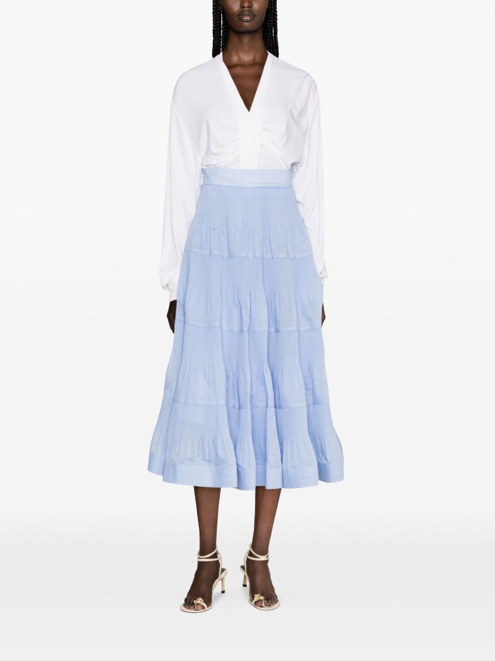 ZIMMERMANN pleated tiered midi skirt - Blauw