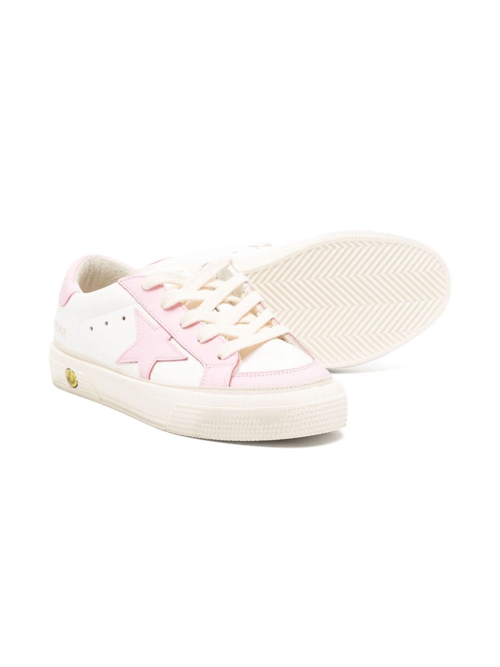 Shop Golden Goose Young May Leather Sneakers In White