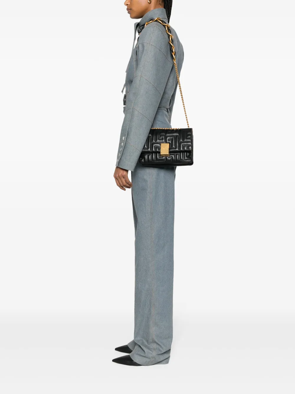 Balmain small 1945 quilted shoulder bag - Zwart