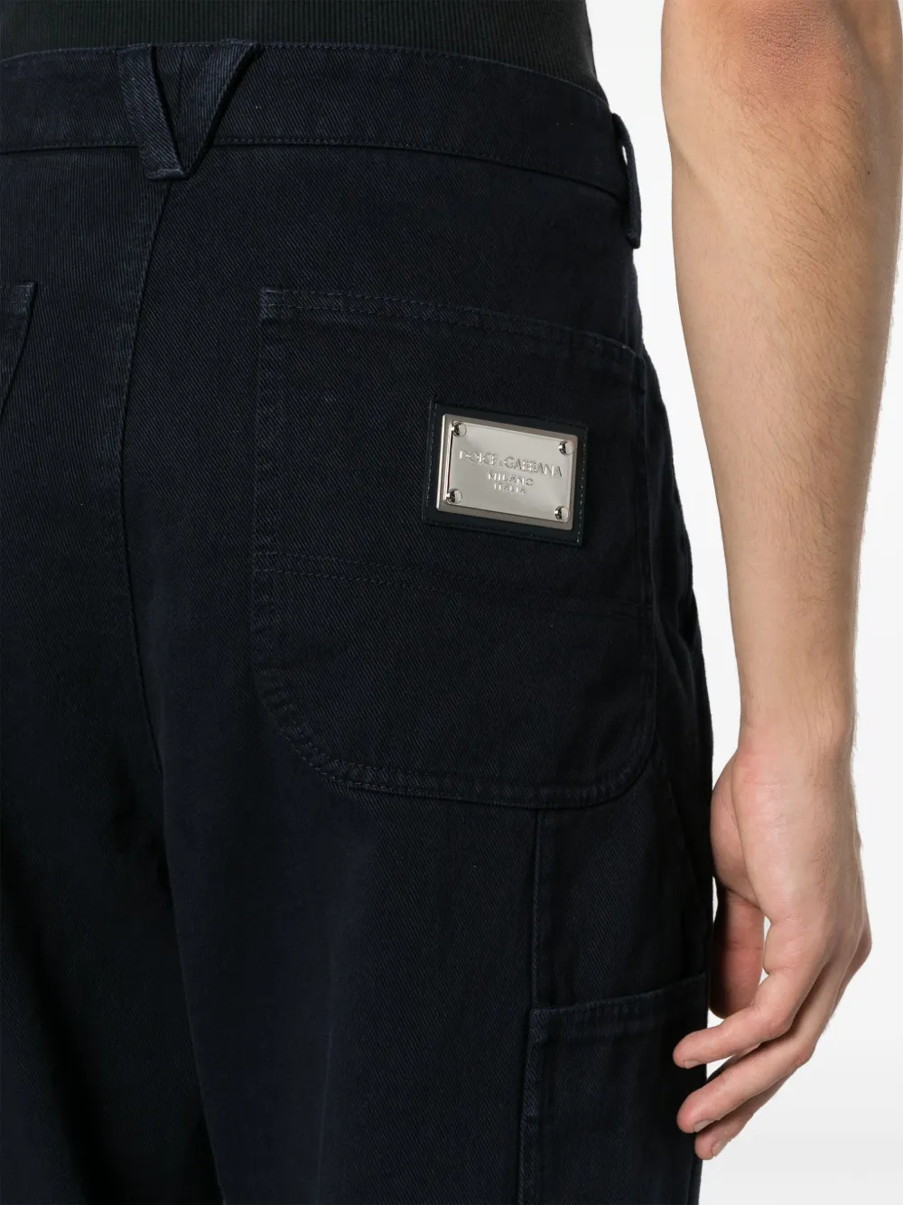 Dolce & Gabbana Katoenen straight broek met logoplakkaat Blauw