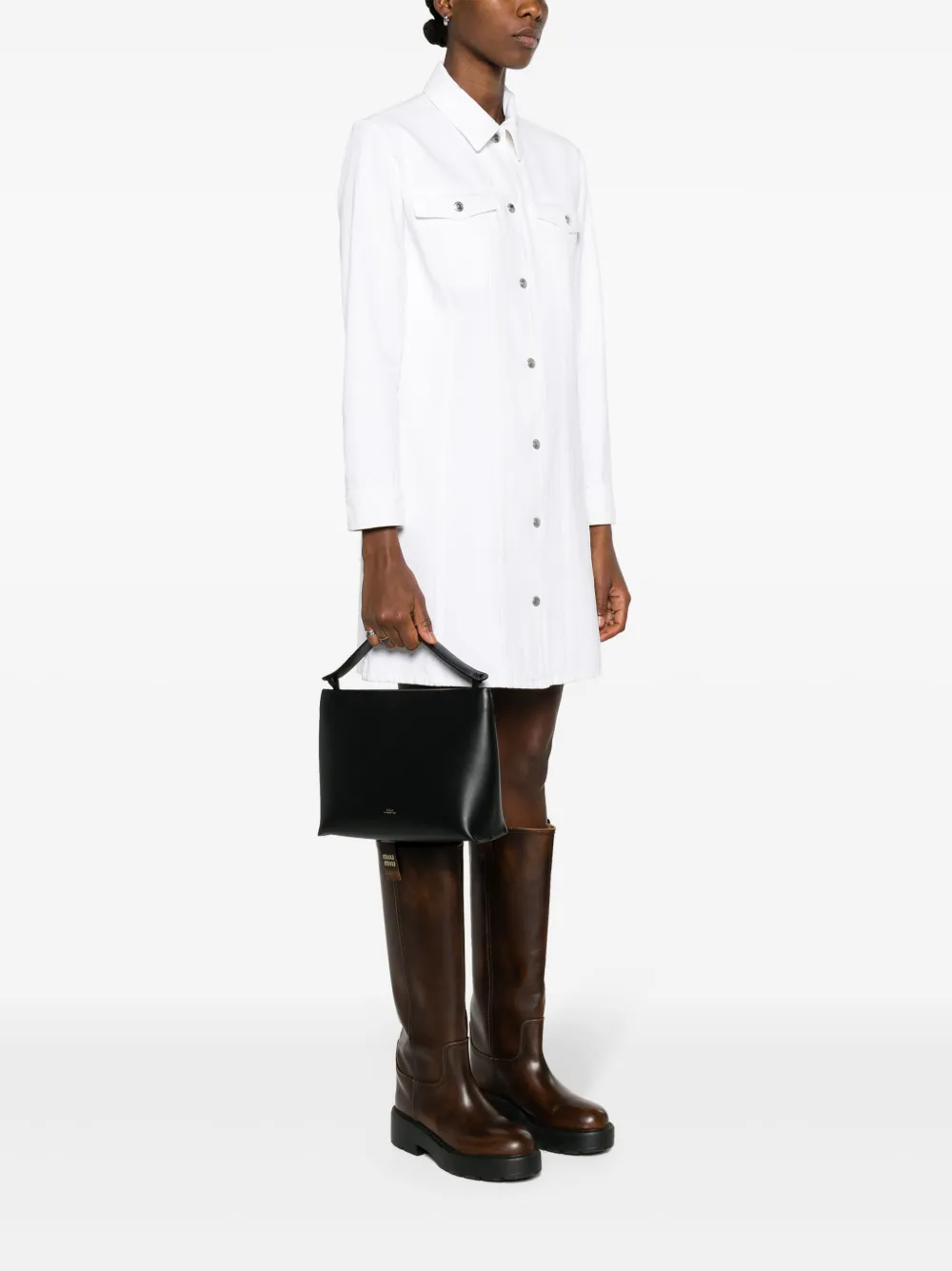 A.P.C. Ashley leren shopper - Zwart
