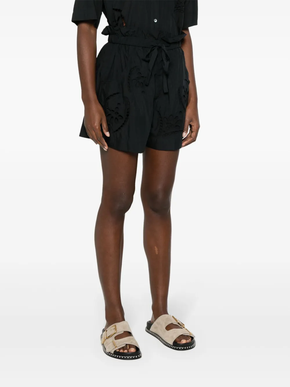 Shop Isabel Marant Hidea Broderie-anglaise Shorts In Black