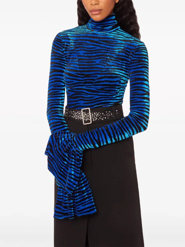 Rabanne animal print high neck Top Blue FARFETCH CA