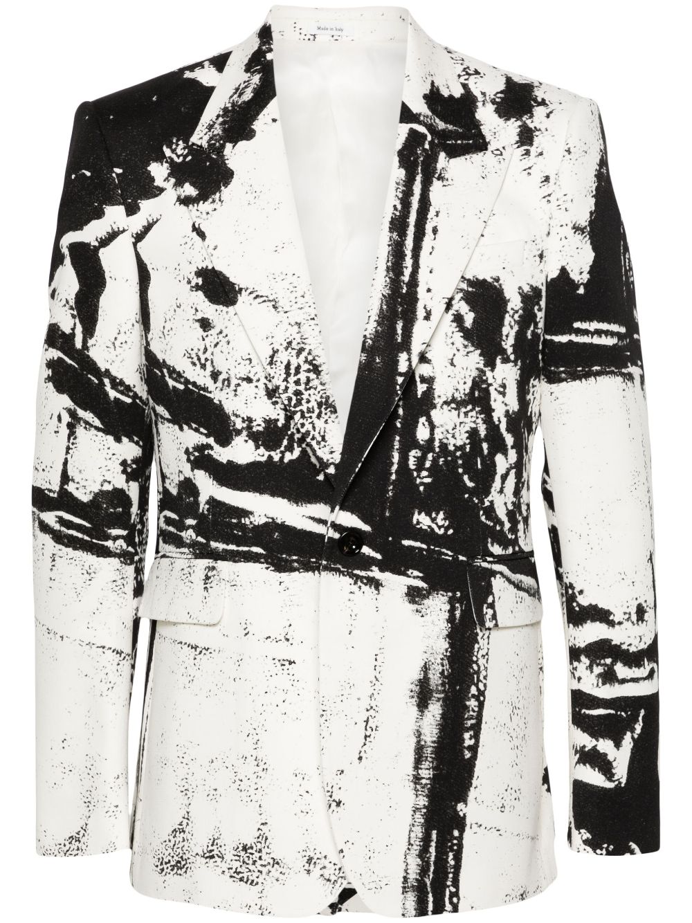 Alexander Mcqueen Abstract-print Cotton Blazer In Black