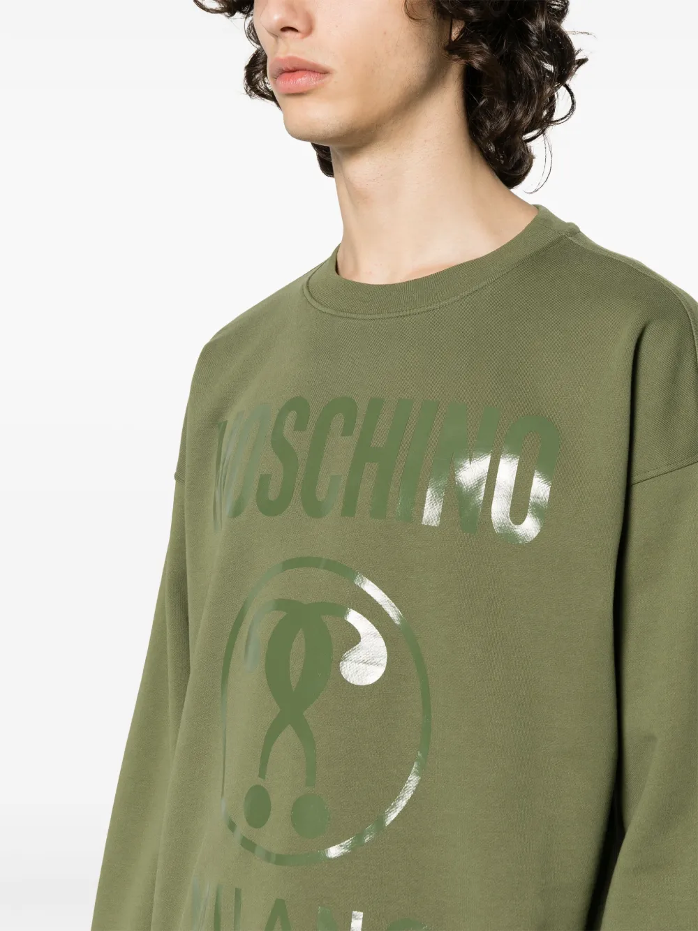 Moschino Katoenen sweater met logoprint Groen